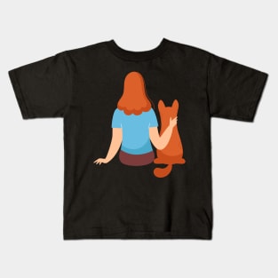 behind every strong woman is her cat Kids T-Shirt